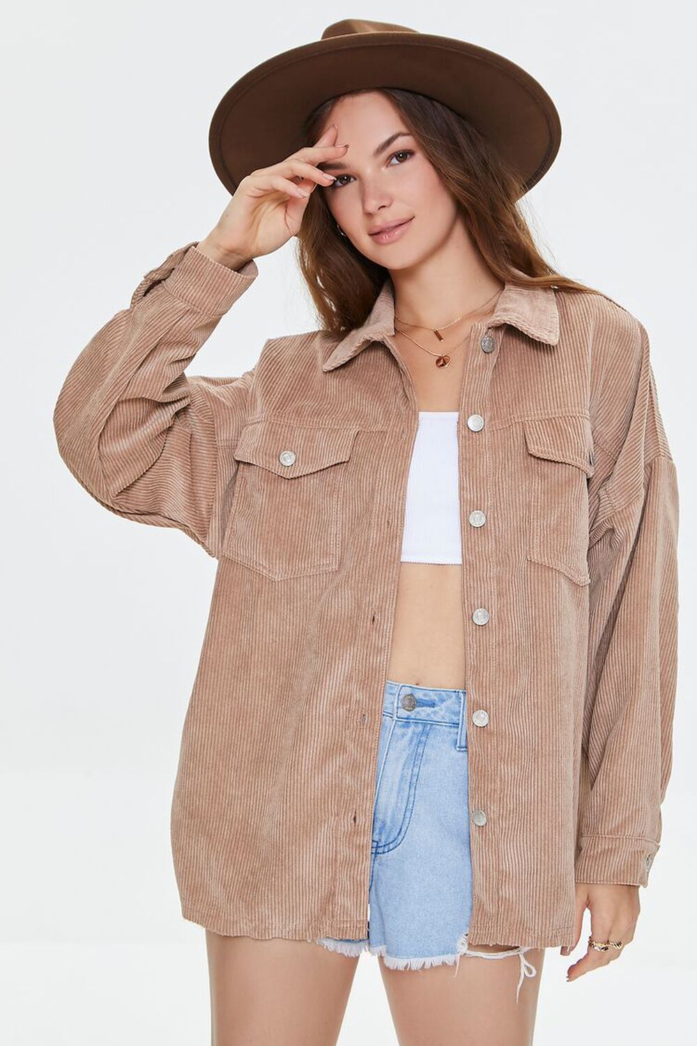 COCOA Corduroy Button-Front Shacket, image 1
