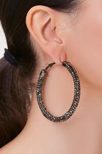 BLACK/BLACK Rhinestone Hoop Earrings, image 1