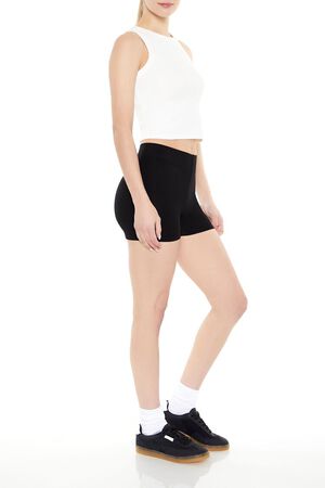 Votuleazi Women Y2k Fold Over Waist Shorts Ribbed Knit Biker Shorts Wide Waistband  Rollover Shorts（Cute Black，Small） at  Women's Clothing store