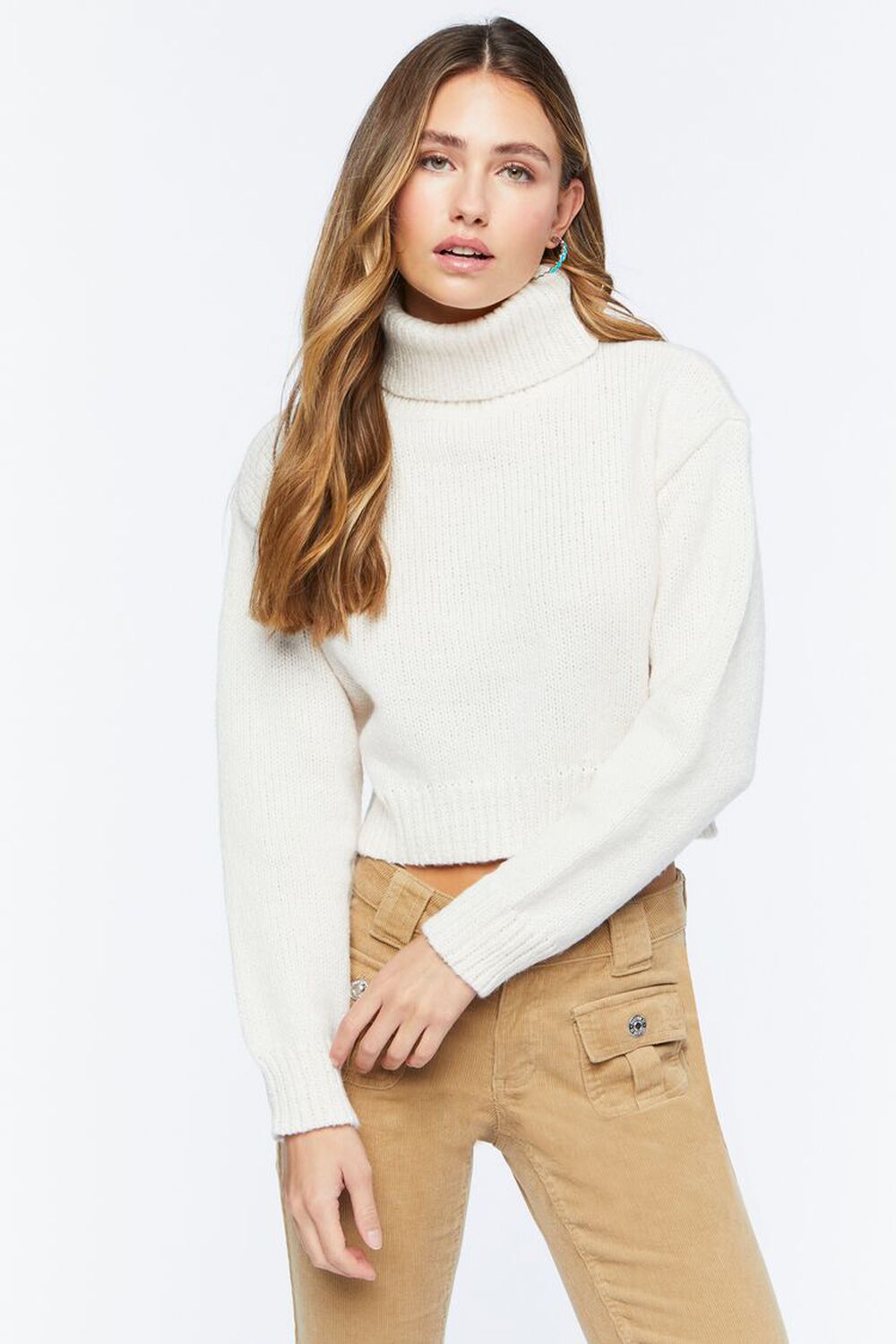 WHITE Turtleneck Marled Sweater, image 1