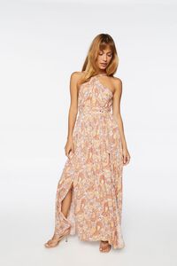 PINK/MULTI Paisley Belted Halter Maxi Dress, image 4