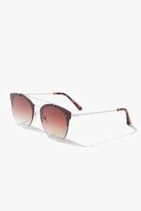 GOLD/BROWN Round Metal Sunglasses, image 2