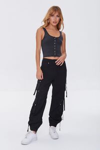 CHARCOAL Button-Front Crop Top, image 4