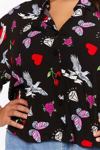 Plus Size Floral Butterfly Print Shirt, image 5