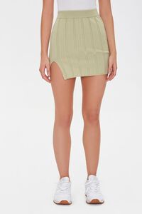 LIGHT GREEN Wide-Ribbed Mini Skirt, image 2