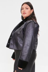 BLACK Plus Size Faux Leather Jacket, image 2