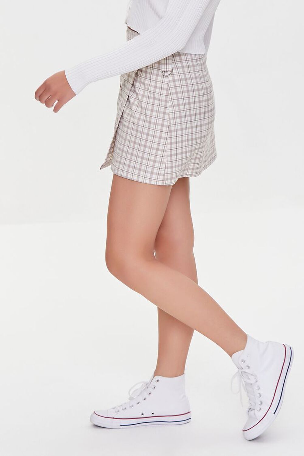 BEIGE/MULTI Plaid Mini Skirt, image 3