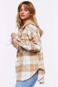 VANILLA/KHAKI Hooded Flannel Combo Shirt, image 2