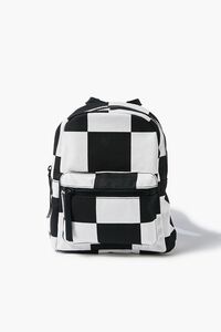 BLACK/WHITE Checkered Zippered Backpack, image 1