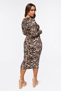 BROWN/MULTI Plus Size Zebra Print Midi Dress, image 3