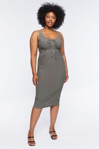 GREY Plus Size Lace-Up Bodycon Midi Dress, image 4