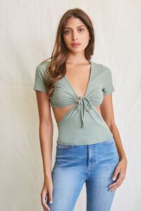 SAGE Cutout Tie-Front Tee, image 2