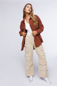 BROWN Fleece Button-Front Shacket, image 4