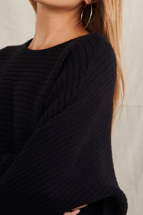 BLACK Ribbed Dolman-Sleeve Sweater, image 5