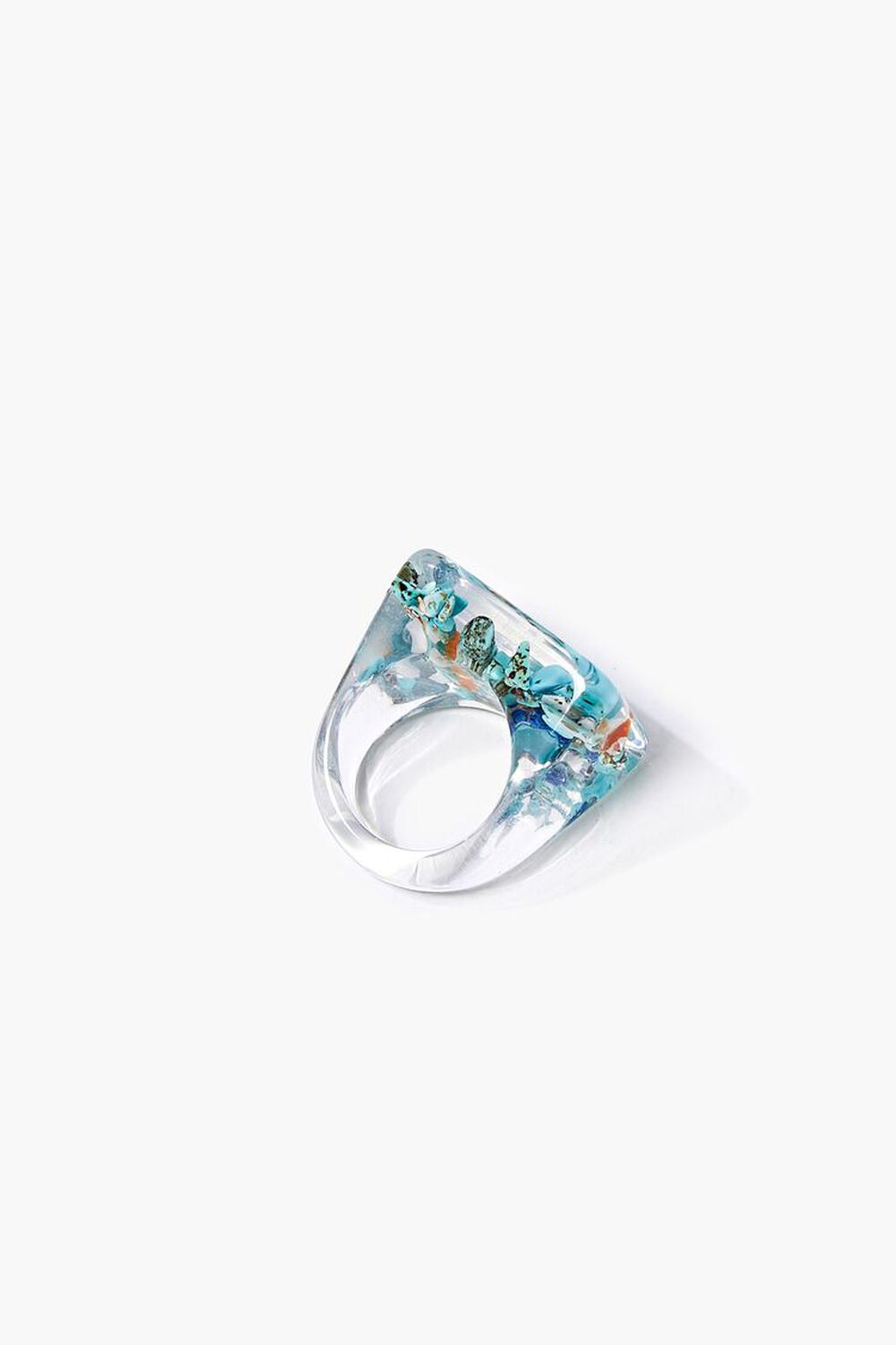 CLEAR/MULTI Resin Paint-Drop Cocktail Ring, image 2
