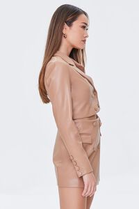 TAUPE Faux Leather Cropped Blazer & Skirt Set, image 2