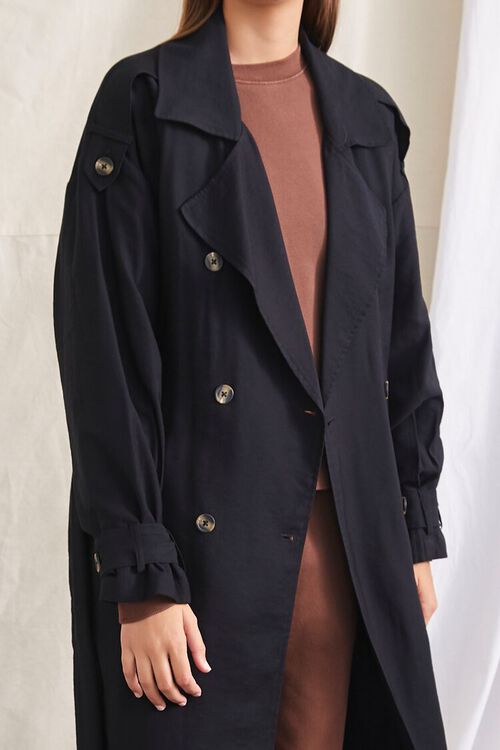 BLACK Double-Breasted Trench Jacket, image 5