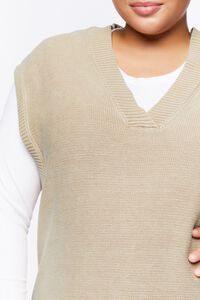 KHAKI Plus Size Longline Sweater Vest, image 5