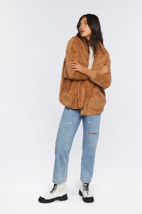 TAUPE Faux Shearling Hooded Jacket, image 4