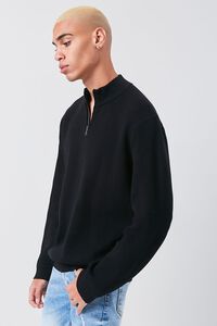 BLACK Marled Knit Half-Zip Sweater, image 2