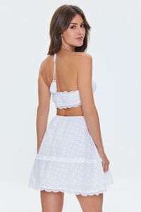 WHITE Eyelet Cutout Halter Mini Dress, image 3