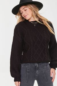 BLACK Cable Knit Drop-Sleeve Sweater, image 1