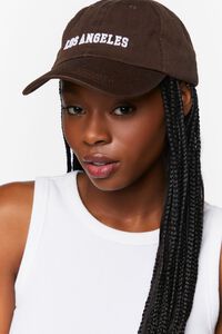 BROWN/WHITE Embroidered Los Angeles Baseball Cap, image 2