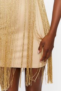 GOLD Fringe Overlay Mini Dress, image 6