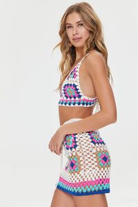 WHITE/MULTI Crochet Cropped Cami & Mini Skirt Set, image 2
