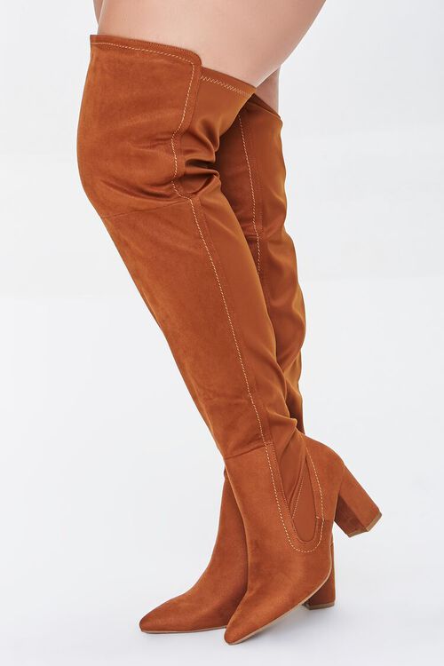 CHESTNUT Faux Suede Over-the-Knee Boots (Wide), image 1