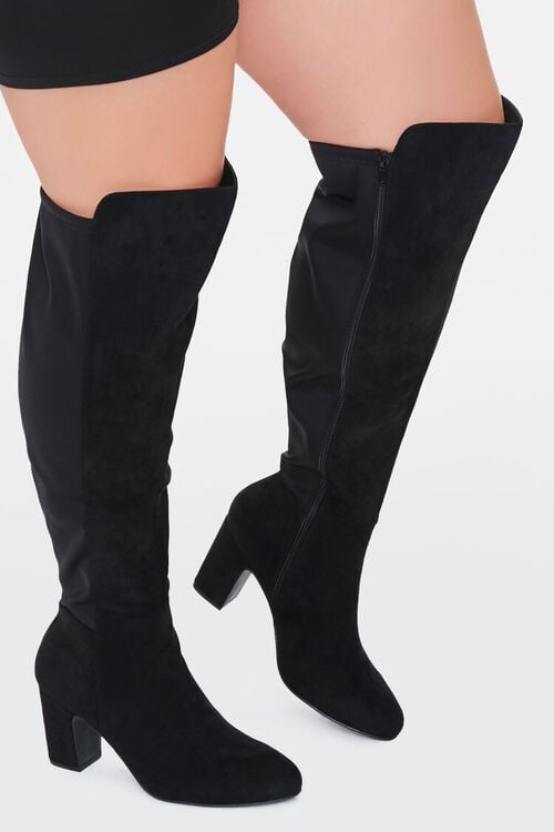 BLACK Block Heel Over-the-Knee Boots (Wide), image 1