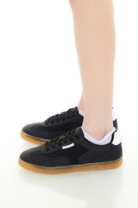 BLACK Geo Faux Leather Low-Top Sneakers, image 2
