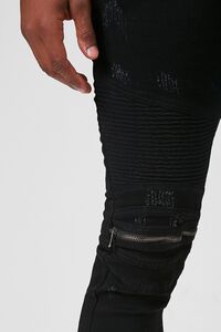 BLACK Zippered Moto Skinny Jeans, image 5