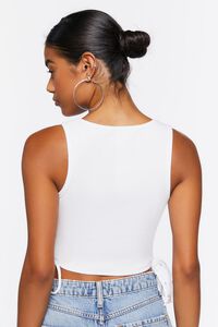 WHITE Lace-Up Cropped Tank Top, image 3