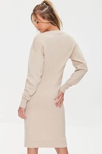 BEIGE Ribbed-Trim Sweater Dress, image 3