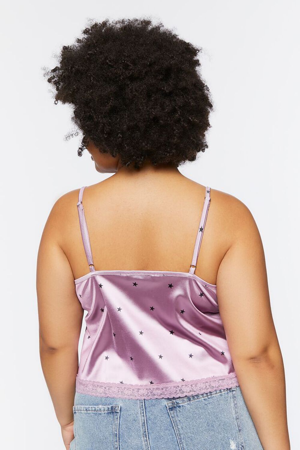 Plus Size Star Print Lace-Trim Cami, image 3