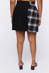 BLACK/MULTI Plus Size Plaid Pleated Mini Skirt, image 4