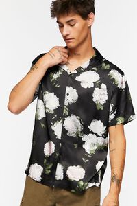 BLACK/MULTI Satin Floral Print Shirt, image 2