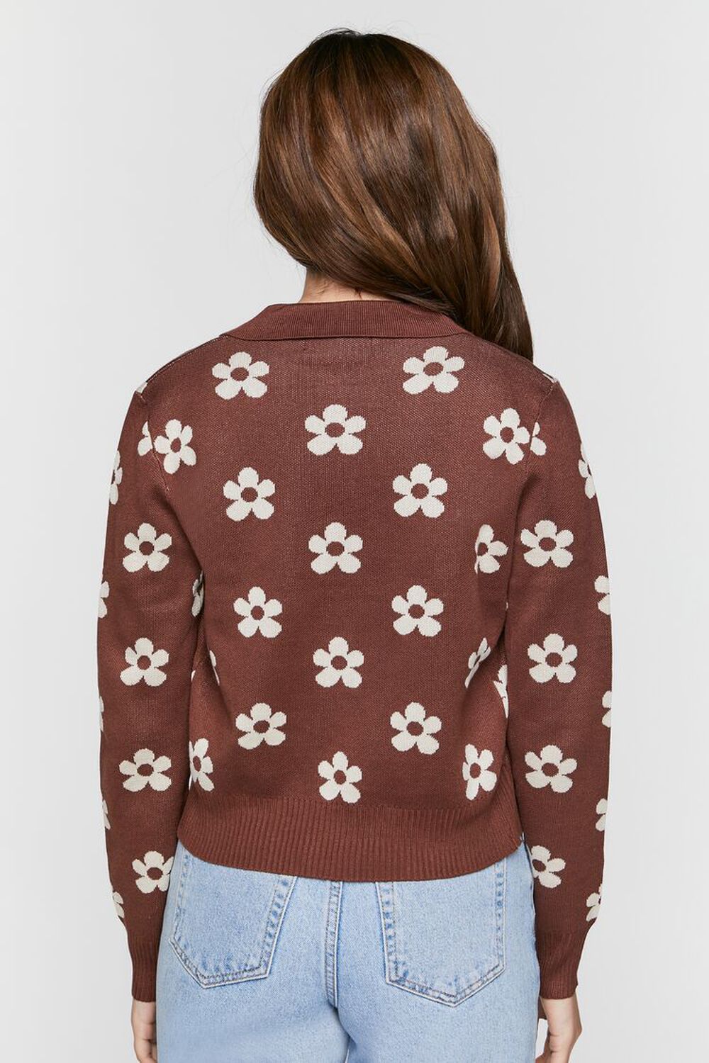 BROWN/MULTI Floral Print Cardigan Sweater, image 3