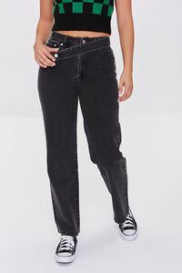 CHARCOAL Crisscross Belt Straight-Leg Jeans, image 2