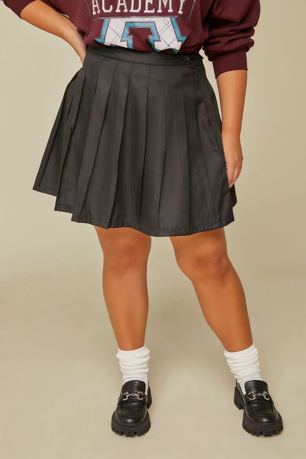 Plus Size Pleated Mini Skirt, image 2