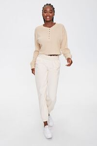 SAND   Waffle Knit Henley Top, image 4