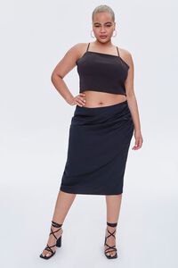 BLACK Plus Size Ruched Tulip-Hem Skirt, image 5