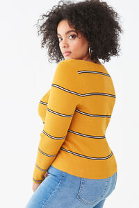 MUSTARD/MULTI Plus Size Striped Sweater, image 2