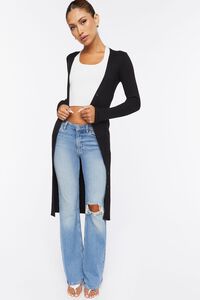 BLACK Ribbed Longline Cardigan Sweater, image 1