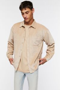 TAUPE Corduroy Button-Front Shirt, image 6