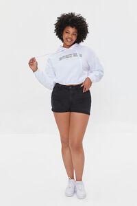 WHITE/MULTI Plus Size Embroidered Beverly Hills Hoodie, image 4