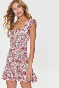 PINK/MULTI Floral Lace-Back Cutout Mini Dress, image 1