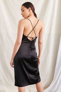 BLACK Satin Cowl Slip Dress, image 3