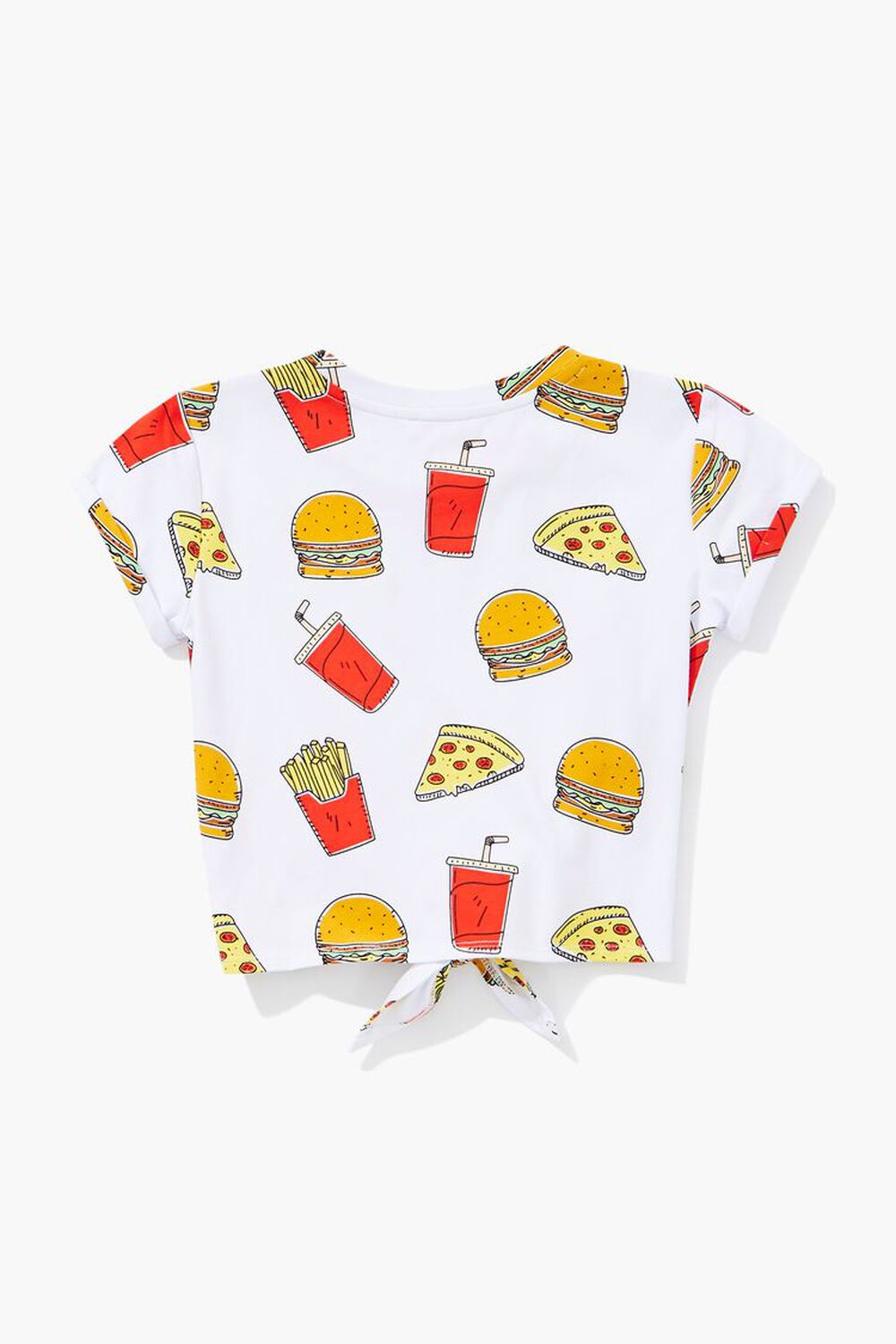 WHITE/MULTI Girls Food Print Knotted Tee (Kids), image 2